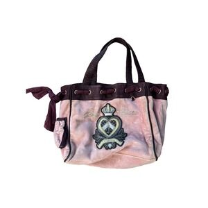 Juicy‎ Couture Daydreamer Women's Bag Pink Velour Inner Zip Double Handle Tote